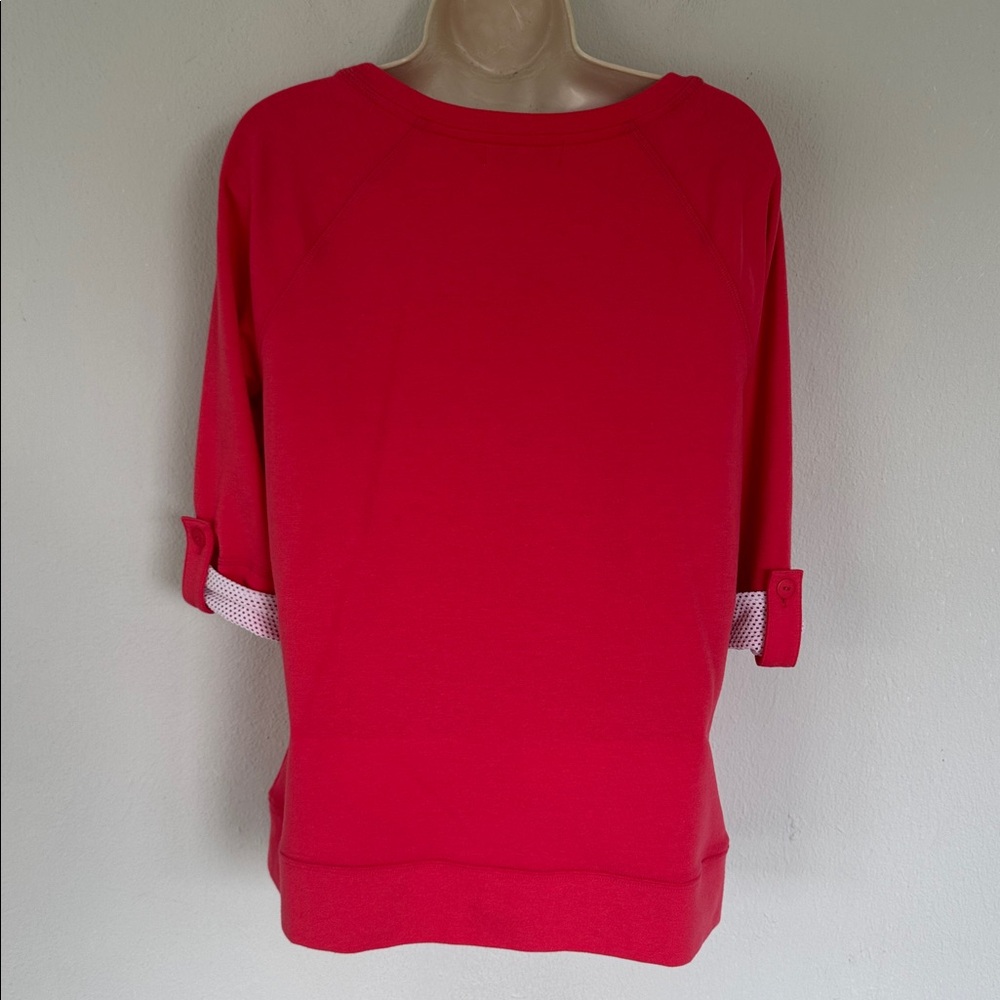 Coral Bay pink white mesh pouch pocket crop sleeve cotton top size small - Picture 12 of 15
